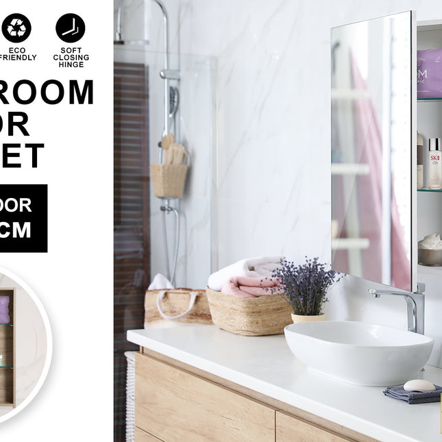 La Bella White Bathroom Mirror Cabinet Wall Single Door Shaving Storage 45 x 72 cm