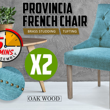 La Bella 2 Set Blue French Provincial Dining Chair Amour Oak Leg