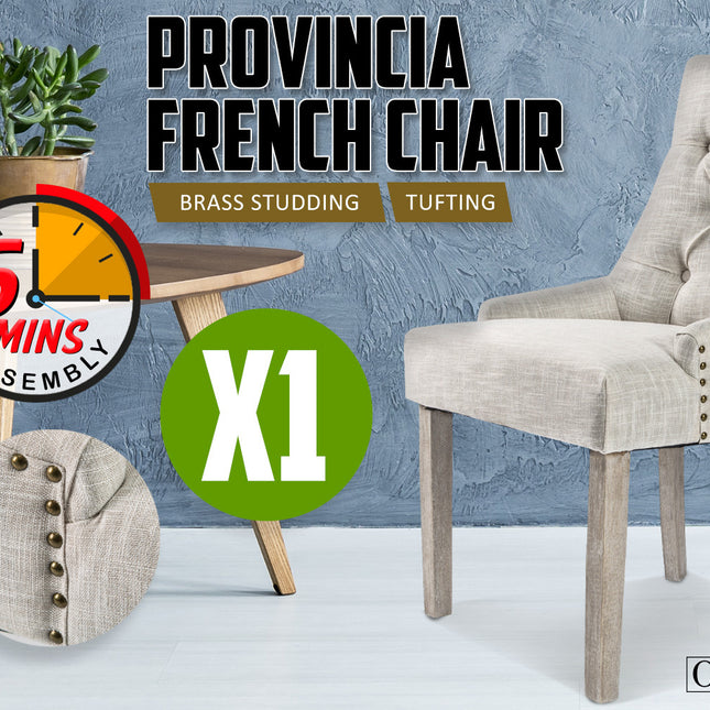 La Bella Cream French Provincial Dining Chair Amour Oak Leg