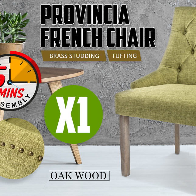 La Bella Green French Provincial Dining Chair Amour Oak Leg