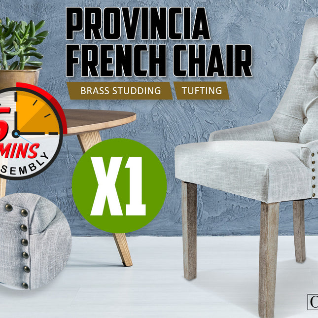 La Bella Grey French Provincial Dining Chair Amour Oak Leg