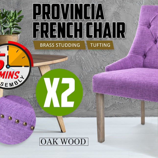 La Bella 2 Set Violet French Provincial Dining Chair Amour Oak Leg