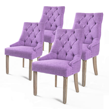 La Bella 4 Set Violet French Provincial Dining Chair Amour Oak Leg