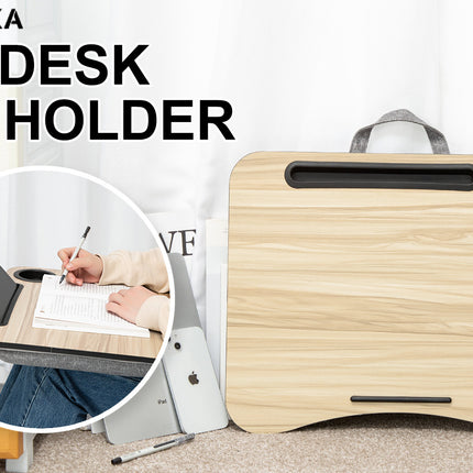 Kandaka Yellow Cedar Lap Desk Laptop Tablet Stand Cushioned Lapdesk Cup Holder