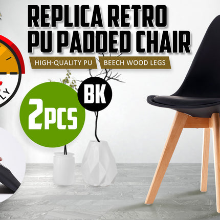 La Bella 2 Set Blue Retro Dining Cafe Chair Padded Seat