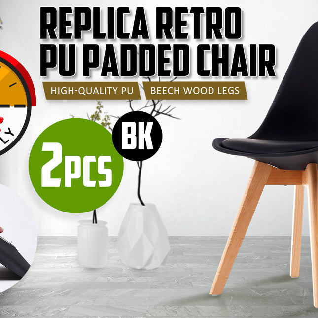 La Bella 2 Set Blue Retro Dining Cafe Chair Padded Seat