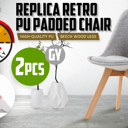 La Bella 2 Set Grey Retro Dining Cafe Chair Padded Seat