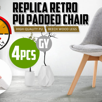 La Bella 4 Set Grey Retro Dining Cafe Chair Padded Seat