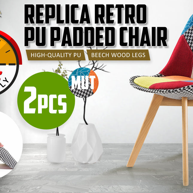 La Bella 2 Set Multi Colour Retro Dining Cafe Chair Padded Seat