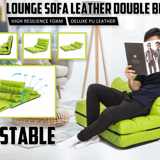 La Bella Double Seat Couch Bed Green Sofa Gemini Leather