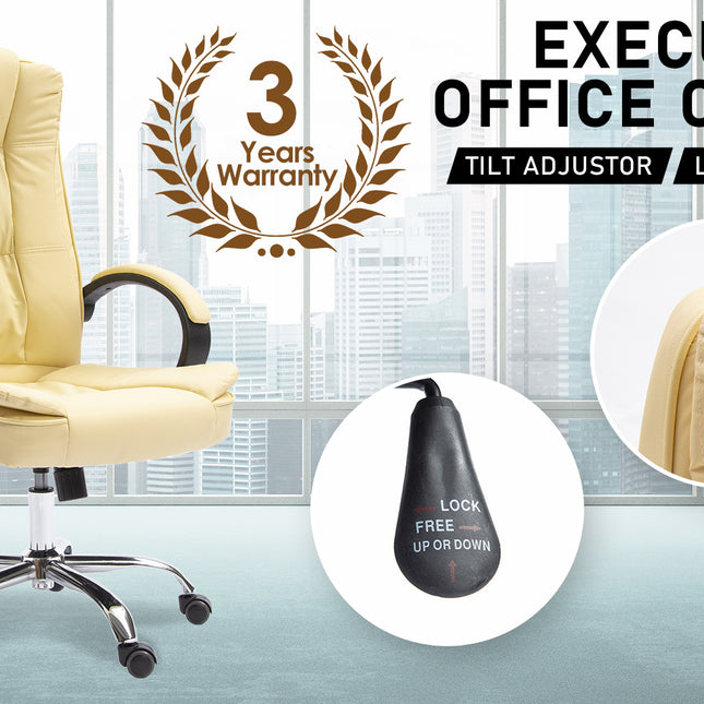 La Bella Beige Executive Office Chair Sage Dual-Layer Seat
