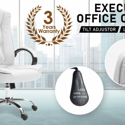La Bella White Executive Office Chair Sage Dual-Layer Seat