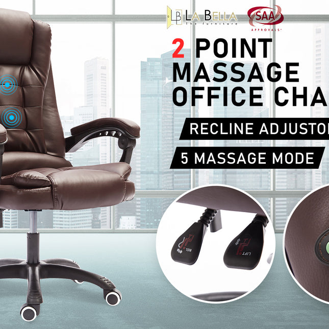 La Bella Espresso Massage Vibration Ergonomic Executive Office Chair
