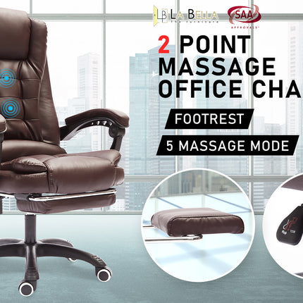 La Bella Espresso Massage Footrest Ergonomic Executive Office Chair