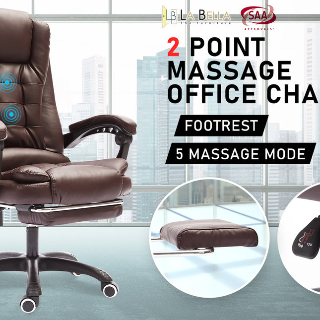 La Bella Espresso Massage Footrest Ergonomic Executive Office Chair