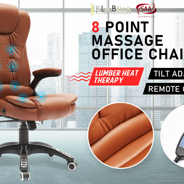 La Bella Espresso Massage 8 Point Vibration Heated Ergonomic Executive Office Chair