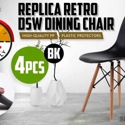 La Bella 4 Set Black Retro Dining Cafe Chair DSW PP