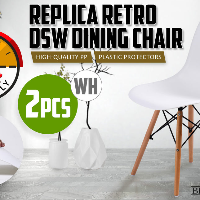 La Bella 2 Set White Retro Dining Cafe Chair DSW PP