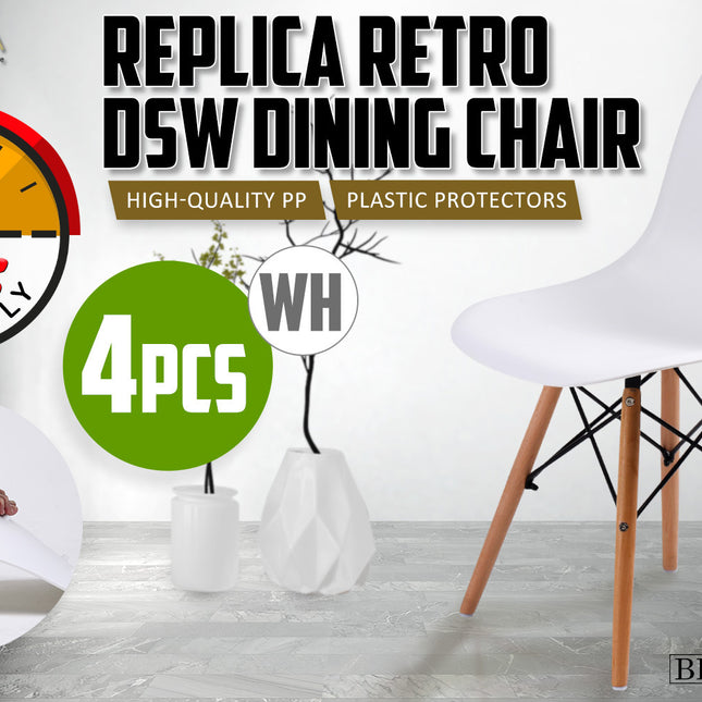 La Bella 4 Set White Retro Dining Cafe Chair DSW PP