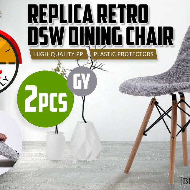 La Bella 2 Set Grey Retro Dining Cafe Chair DSW Fabric