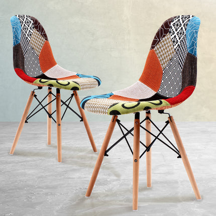 La Bella 2 Set Multi Colour Retro Dining Cafe Chair DSW Fabric