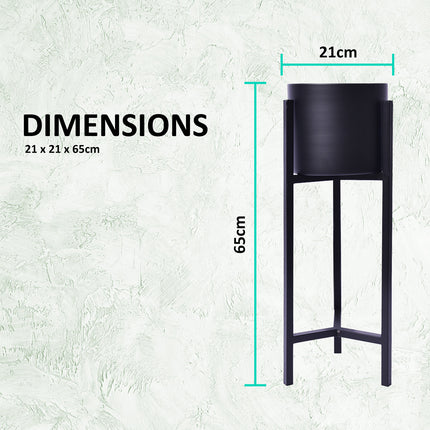 La Bella 2 Set 65cm Black Plant Stand Planter Shelf Rack 1 Tier Steel