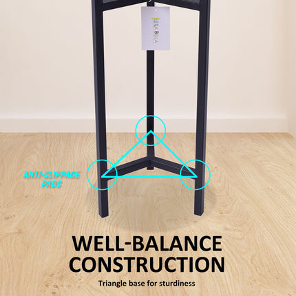 La Bella 95cm Black Plant Stand Planter Shelf Rack 1 Tier Steel