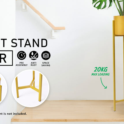 La Bella 95cm Gold Plant Stand Planter Shelf Rack 1 Tier Steel