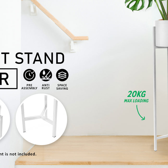 La Bella 95cm White Plant Stand Planter Shelf Rack 1 Tier Steel