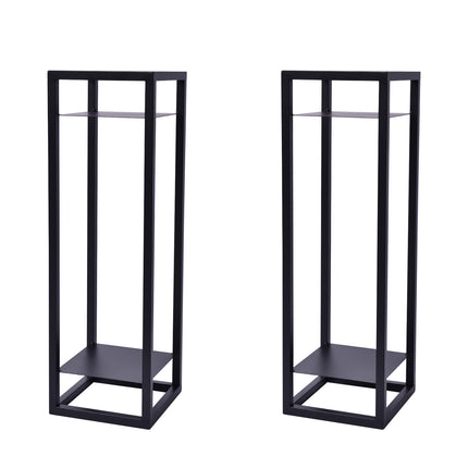 La Bella 2 Set 82cm Black Plant Stand Planter Shelf Rack 2 Tier Steel