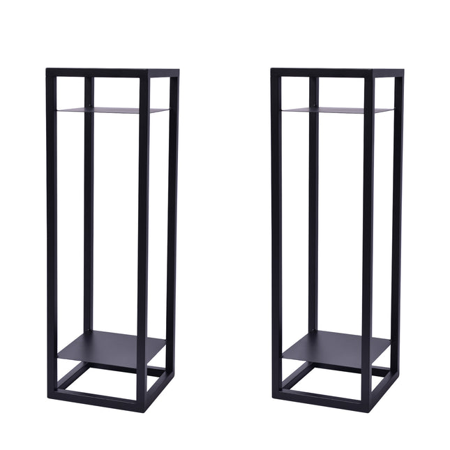 La Bella 2 Set 82cm Black Plant Stand Planter Shelf Rack 2 Tier Steel
