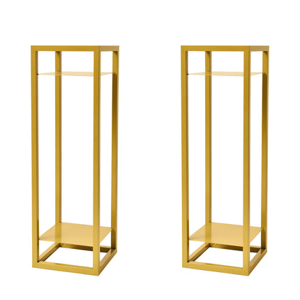 La Bella 2 Set 82cm Gold Plant Stand Planter Shelf Rack 2 Tier Steel