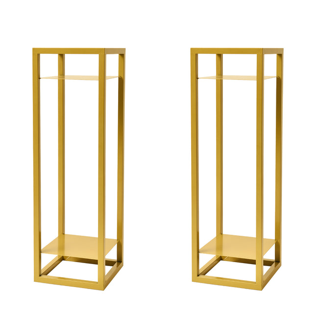 La Bella 2 Set 82cm Gold Plant Stand Planter Shelf Rack 2 Tier Steel