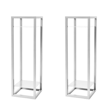 La Bella 2 Set 82cm White Plant Stand Planter Shelf Rack 2 Tier Steel