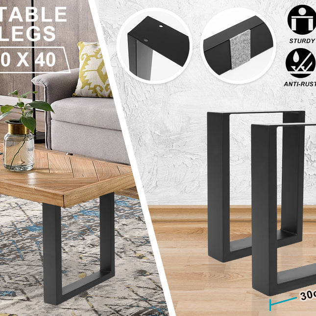La Bella 2 Set 30 x 40cm Black Coffee Dining Table Legs Bench Box DIY Steel Metal Industrial
