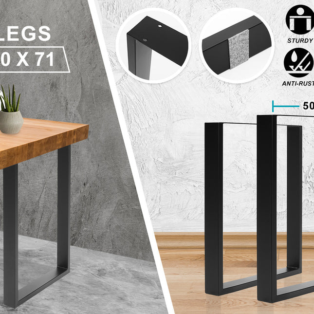La Bella 2 Set 50 x 71cm Black Coffee Dining Table Legs Bench Box DIY Steel Metal Industrial