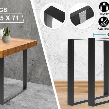 La Bella 2 Set 65 x 71cm Black Coffee Dining Table Legs Bench Box DIY Steel Metal Industrial