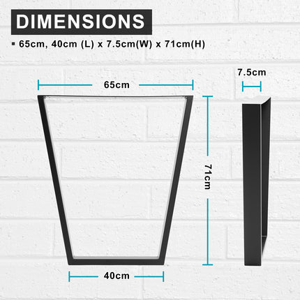 La Bella 2 Set 65 x 40 x 71cm Black Coffee Dining Table Legs Bench Trapezium DIY Steel Metal