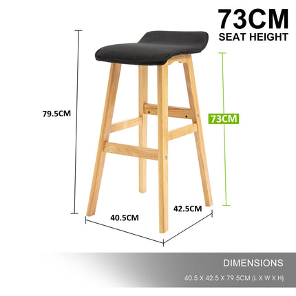 La Bella 4 Set 73cm Black Wooden Bar Stool DARA Fabric