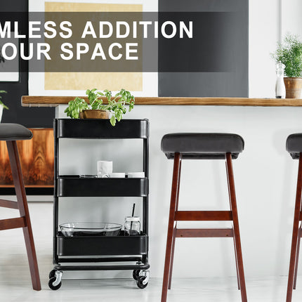 La Bella 4 Set 73cm Black Brown Wooden Bar Stool DARA Leather