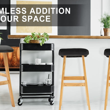 La Bella 4 Set 73cm Black Wooden Bar Stool DARA Leather