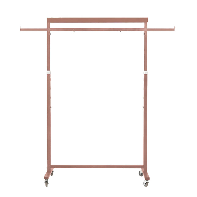 Meoktong Rose Gold Clothes Rack Coat Stand Hanging Adjustable Rollable Steel