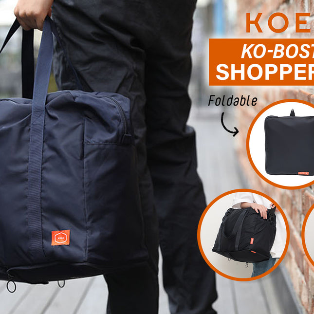 KOELE Navy Shopper Bag Travel Duffle Bag Foldable Laptop Luggage KO-BOSTON