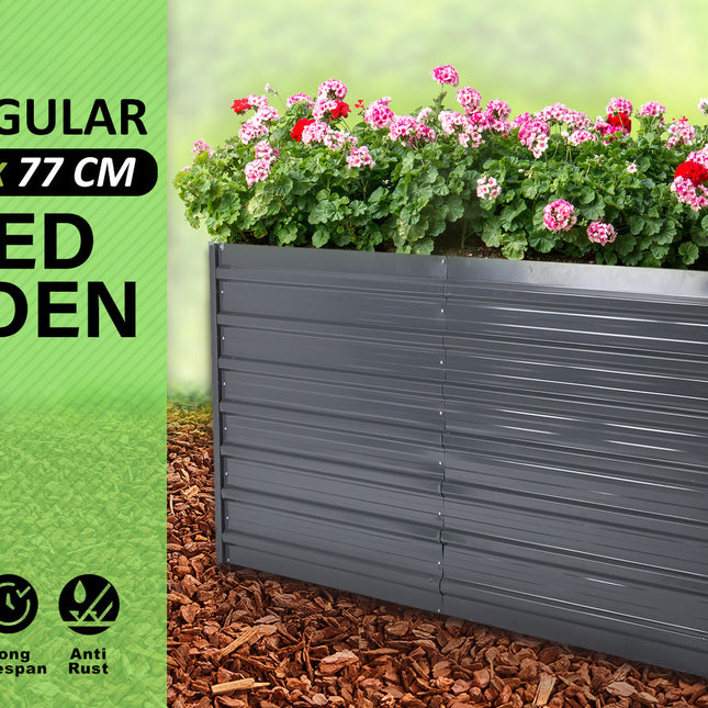 Home Ready 240 x 80 x 77cm Grey 2-in-1 Raised Garden Bed Galvanised Steel Planter