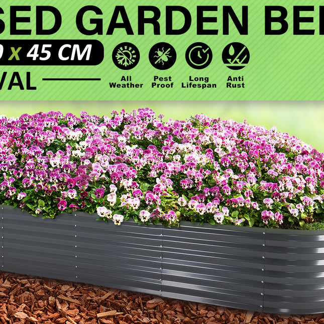 Home Ready 320 x 80 x 45cm Grey Raised Garden Bed Galvanised Steel Planter