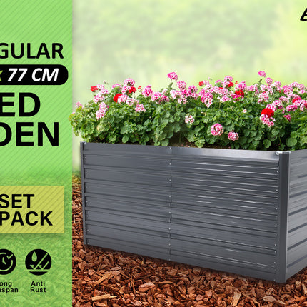 Home Ready 2 Set 320 x 80 x 77cm Grey 2-in-1 Raised Garden Bed Galvanised Steel Planter