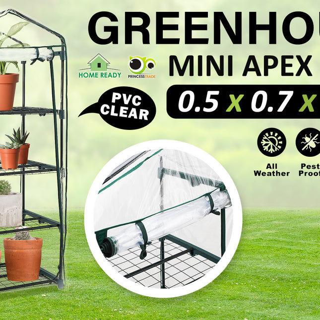 Home Ready Apex Mini Garden Greenhouse Shed PVC 4 Tier