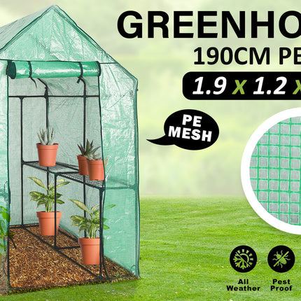 Home Ready Apex 1.9x1.2x1.9M Garden Greenhouse Walk-In Shed PE