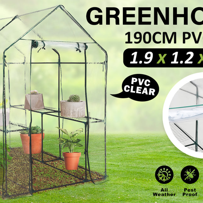 Home Ready Apex 1.9x1.2x1.9M Garden Greenhouse Walk-In Shed PVC