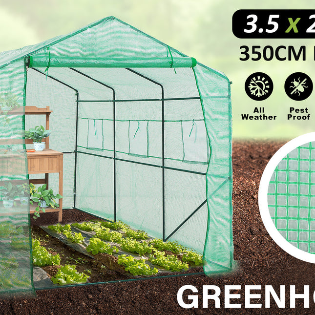 Home Ready Apex 3.5x2x2M Garden Greenhouse Walk-In Shed PE